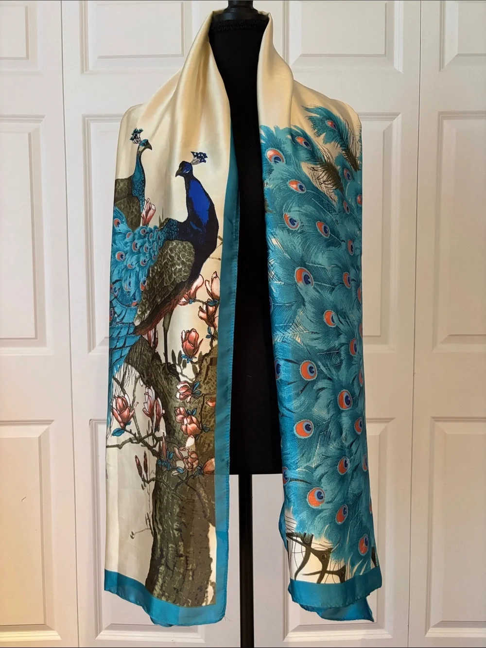 Peacock Print Accent Scarf
